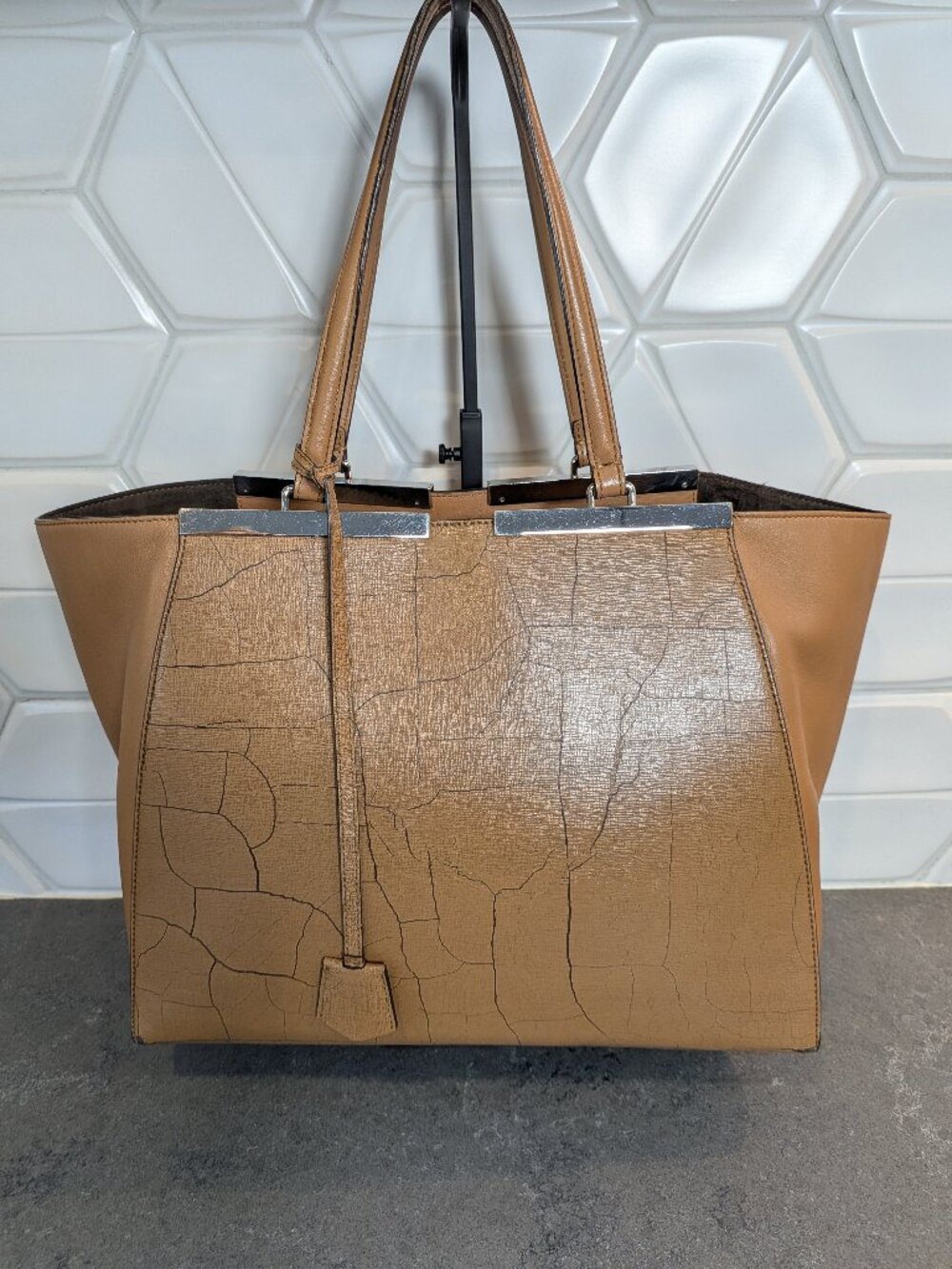 Light Orzo Vitello Elite Leather Large 3Jours Tote Bag Fendi